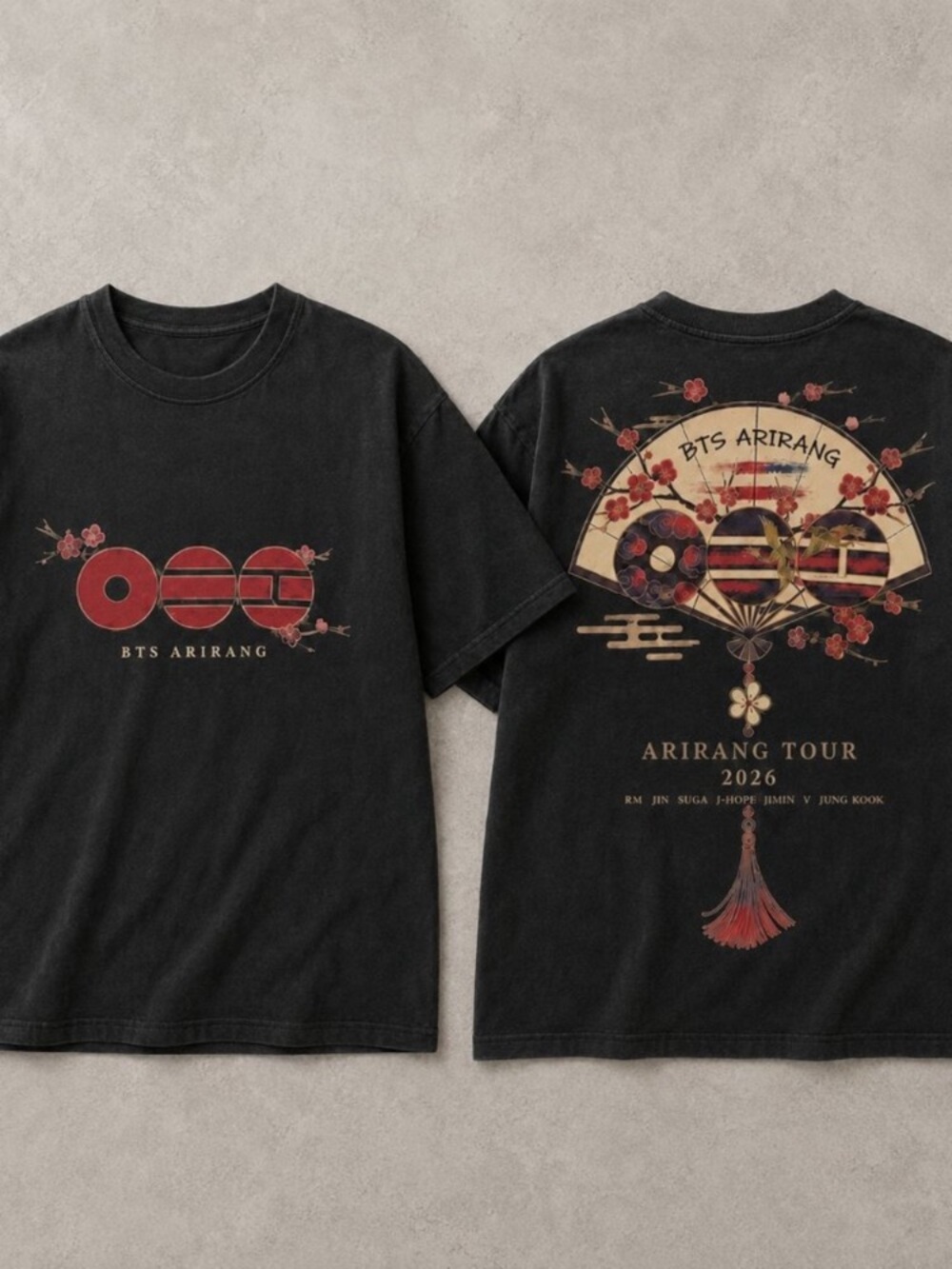BTS Arirang Tour 2026 Korean Folding Fan Double Sided T-Shirt